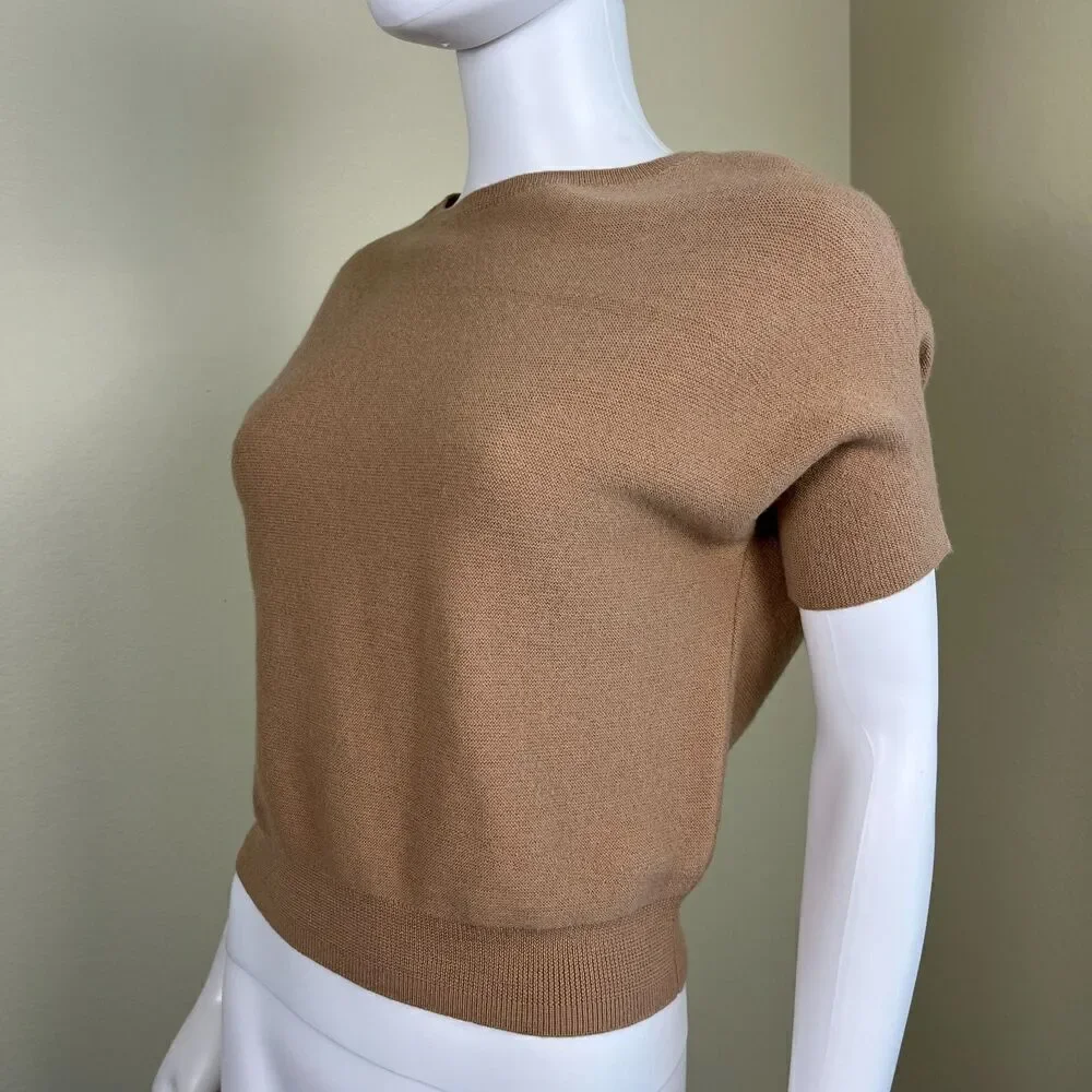 The Reset Women's Size XS R Label Essential Pullover Tan Dolman Wool Sweater